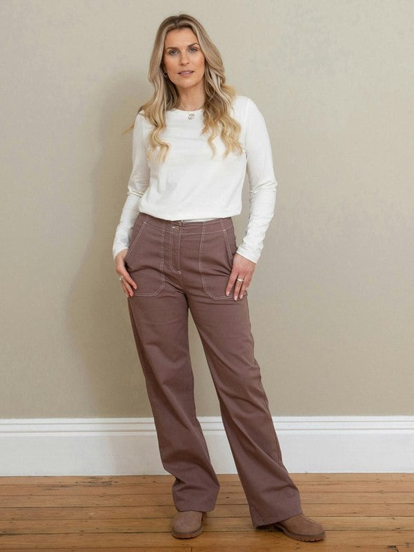 Kite Organic Evershot Wide Leg Twill Trousers Mocha
