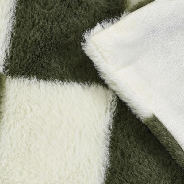 Catherine Lansfield Cosy Soft Checkerboard Fleece Blanket Throw Green