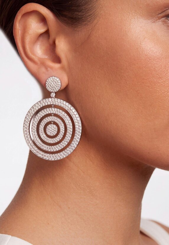 Latelita Whirlpool Trance Statement Drop Earrings Silver