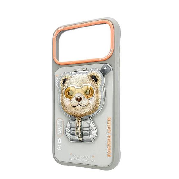 Nimmy Friends Nimmy Cool & Cute 2.0 Bear Case with MagSafe Stand for iPhone 17 Pro 6.3" Grey Orange - N-YJKM-CXZJZH-IP17-PRO-011-A