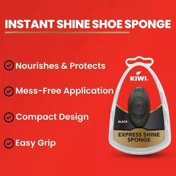 Kiwi Express Shine Sponge - Instant Buff-Free Gloss for Smooth Leather