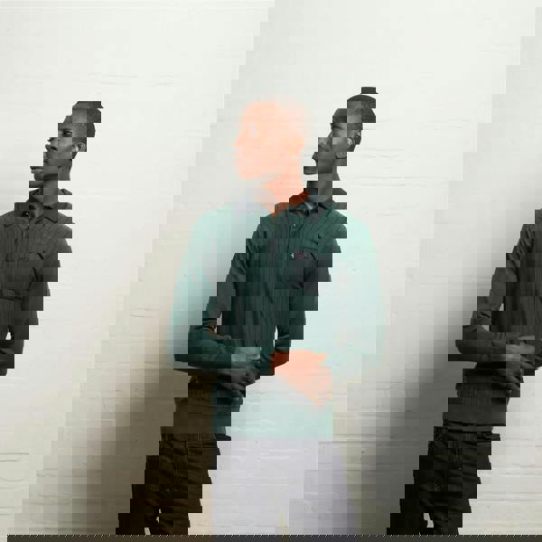 Gabicci V55GM11 Mens Hamley Long Sleeve Knitted Three Button Polo Gabicci Vintage - IVY