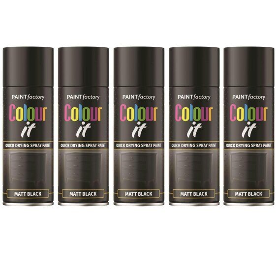 Paint Factory 5X  Black Matt Spray Paint 400ml