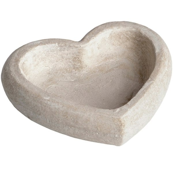 Hill Interiors Stone Heart Dish - Cream