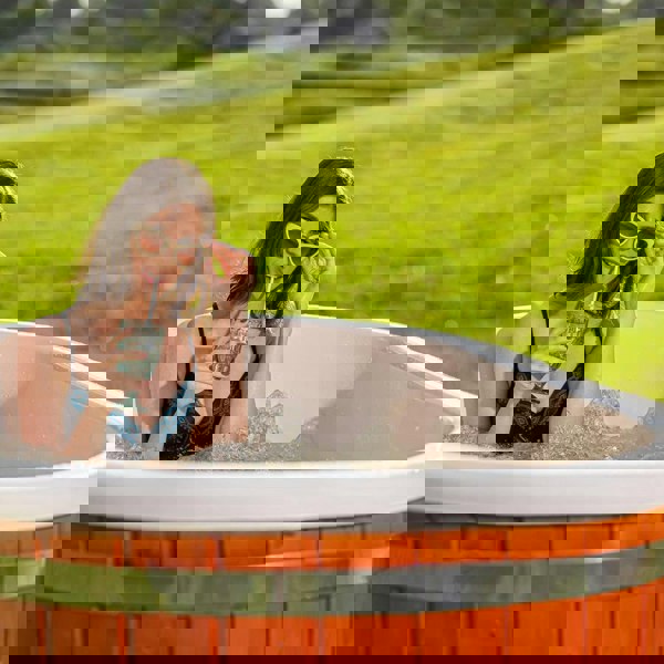 Wood Fired Ofuro Style Hot Tub, Fibreglass/ Liner, for couples.