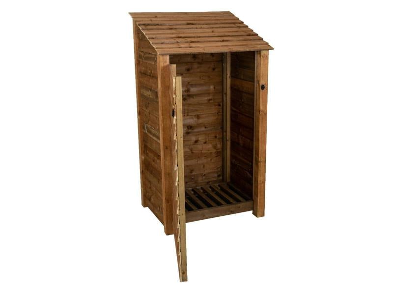 Arbor Garden Solutions Wooden Log Store with Door W-99cm, H-126cm Or 180cm, D-88cm - Brown Finish