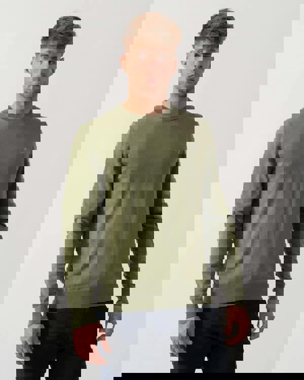 GANT Classic Cotton Crew Neck Jumper - 379 Dry Herb Green - Main