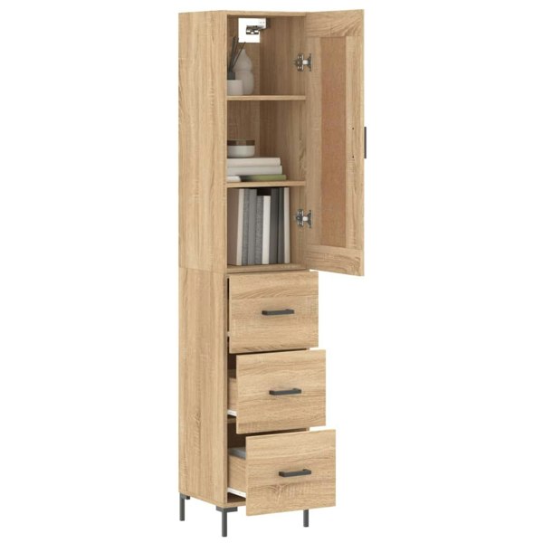 Berkfield Highboard Sonoma Oak 34.5x34x180 cm Engineered Wood