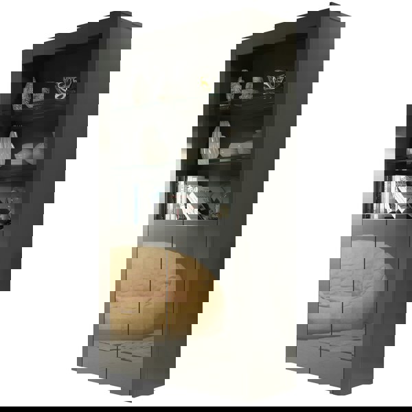 Mex Furniture Tall Display Cabinet 170cm Oak Matt Body and White Gloss Doors – Modern Open Shelving Unit (Copy) (Copy)