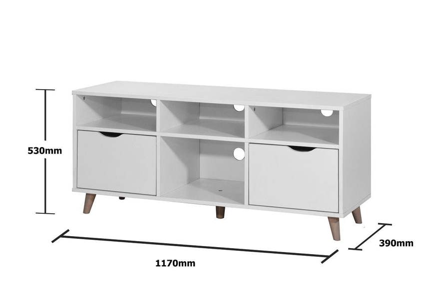Timber Art Design Pulford Scandi TV Unit Stand Cabinet 2 Drawer + Shelf White Media Cabinet