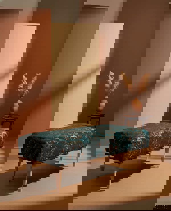 PREMIUM LOOP FLORAL GREEN PATTERN FOOTSTOOL CIRCLE BENCH COFFEE TABLE - ISTOOLS