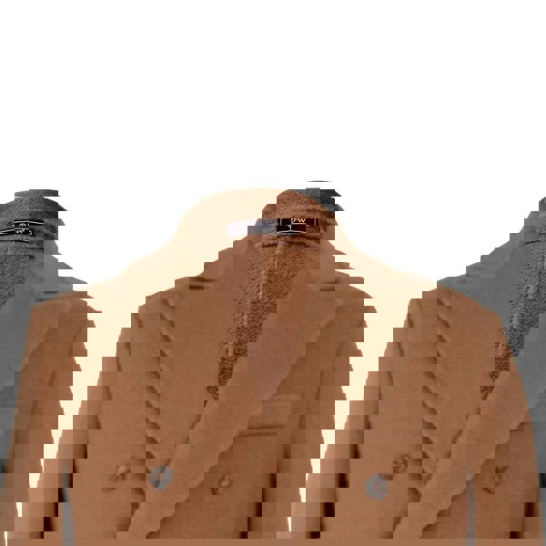 David WeJ DW Signature Double Breasted Wool Overcoat - Camel