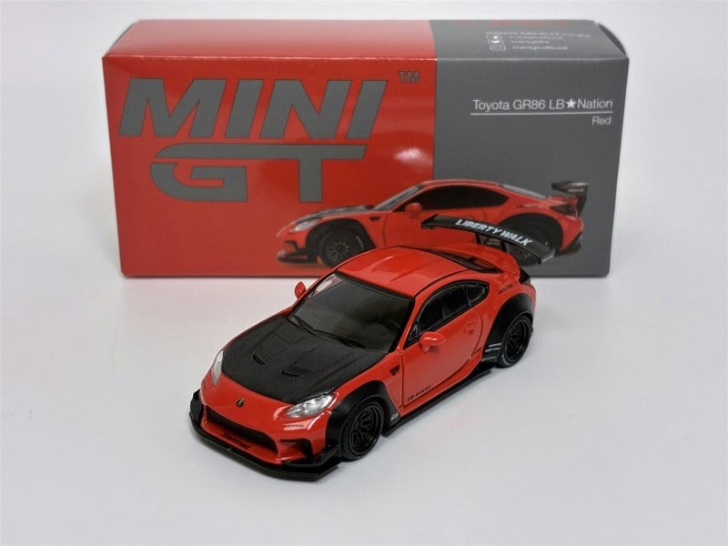 Mini GT Toyota GR86 LB Nation Red LHD 1:64 Scale Mini GT MGT00885L