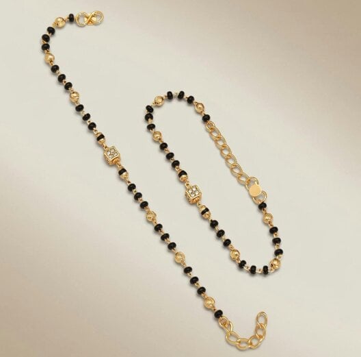 The Colourful Aura Baby Nazaria Black Bead Gold Bracelet | Indian Evil Eye Protection Bracelet