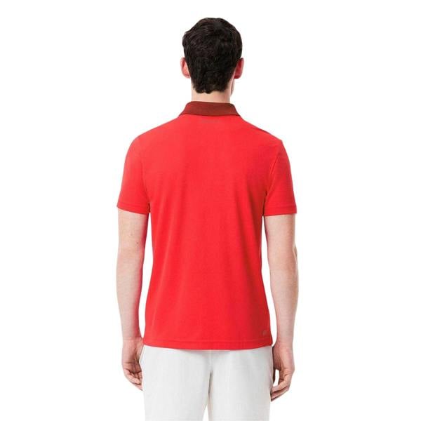 Lacoste Mens Novak Djokovic Regular Short-Sleeved Polo Shirt - Red - 