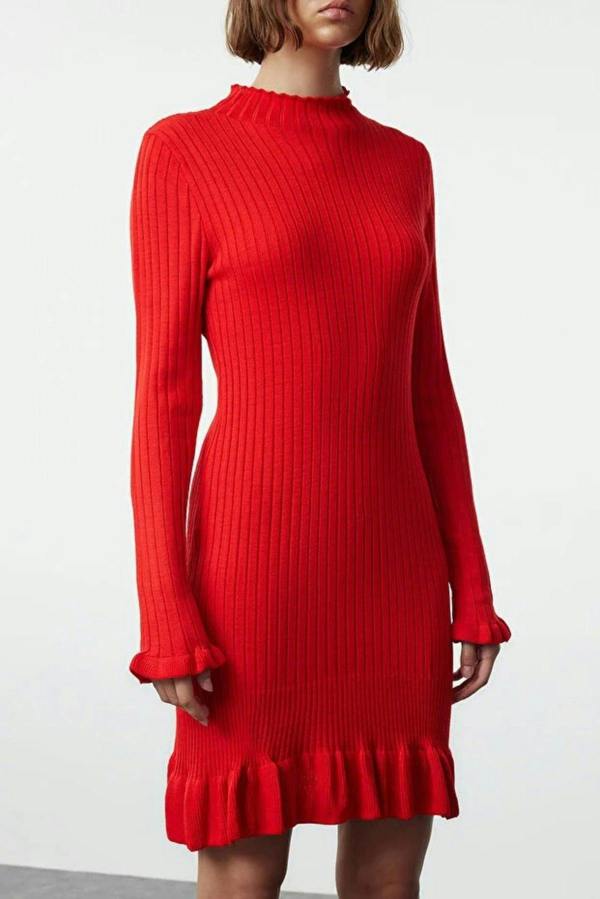 WOVCOR Mini Flounce Detailed Knit Dress