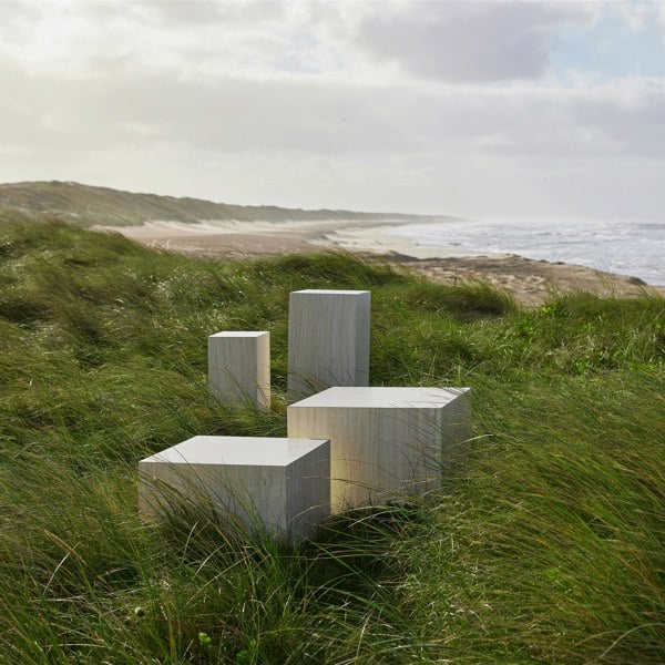 Furniture To Go Dice Square Coffee Table Set in Light Travertine Effect