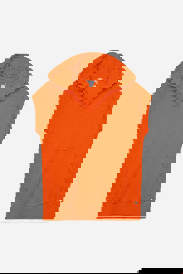 ENORSIA Sleeveless Raw Edge Hoodie