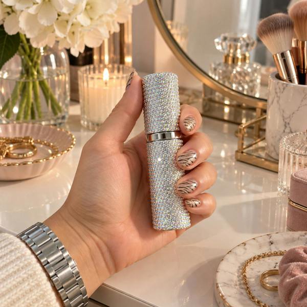 Love EMVY Sparkly Crystal-Effect Refillable Perfume Atomiser Travel Spray 10ml