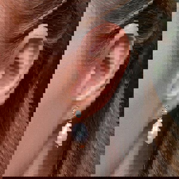 270E030510925 Modern Baroque Pearl & White Topaz Drop Earrings in Rose Gold Plated Silver 3