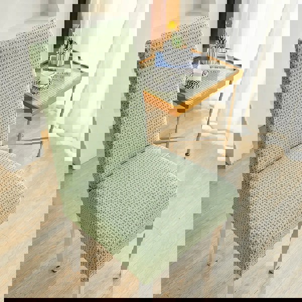 Anyseat Chair Cover Light Green Micro Knitted Design with Elastic Material for Dining Room Kitchen Wedding Hotel Banquet Restaurant