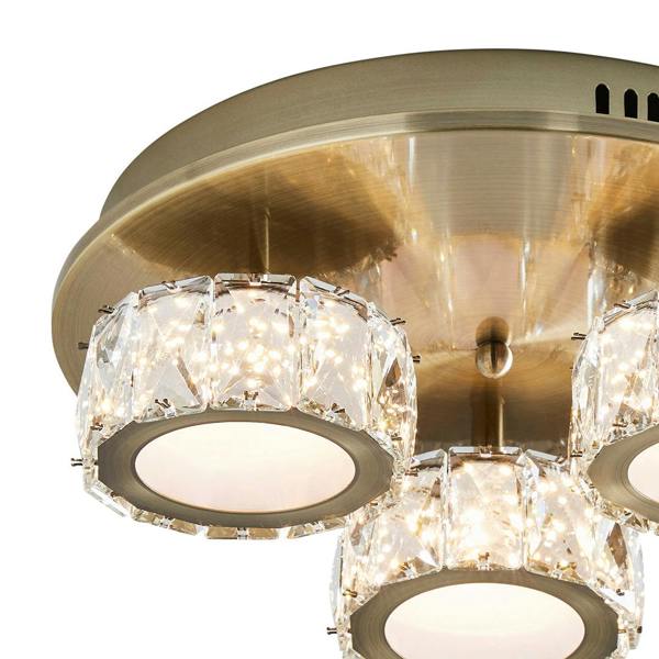 Pagazzi Lighting Dilan 3 Light Antique Brass LED Flush Ceiling Light