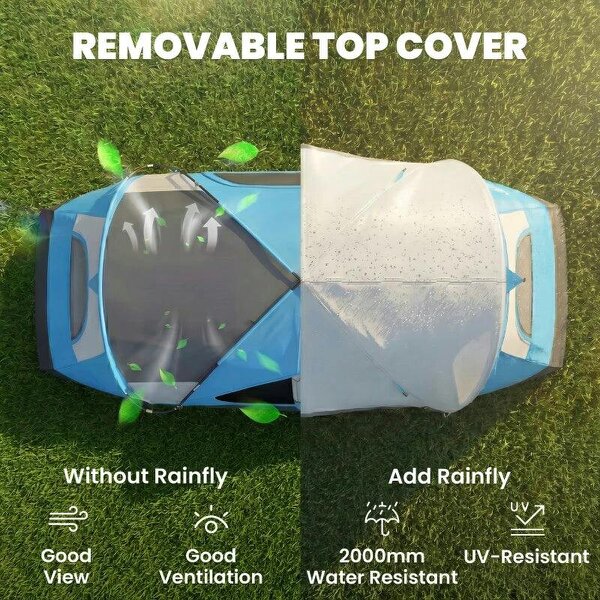 Camping Tent for 6 Man with 2000mm Water Resistant Rainfly and Carry Bag for Fishing Hiking Festival, Sky Blue