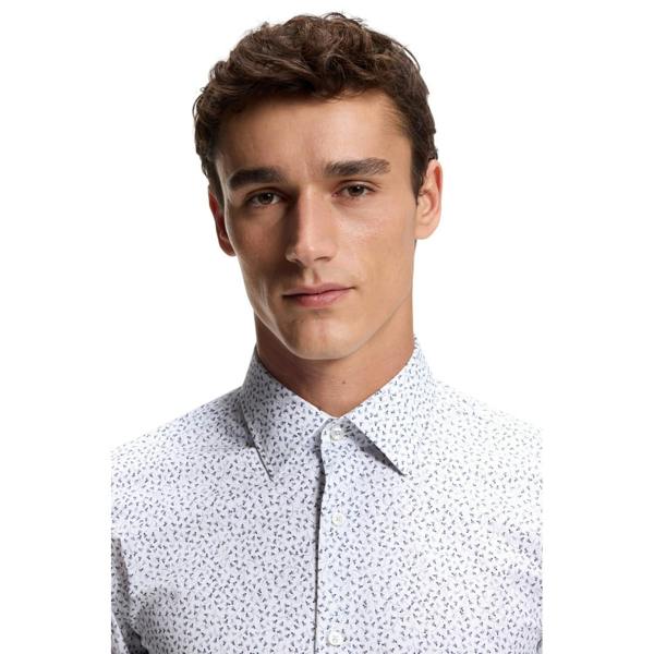 Boss Mens Micro-Dot Regular Long-Sleeved Shirt - Blue - 