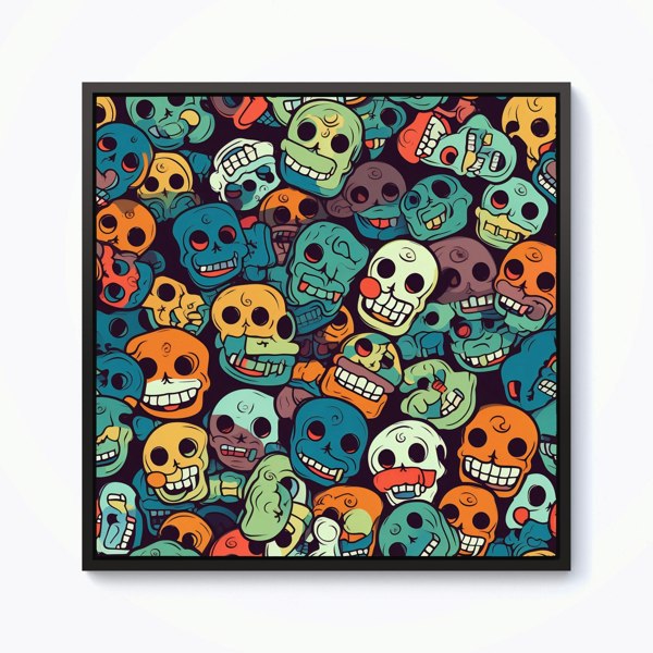 Warren Reed Smiling Skulls Pattern Framed Canvas