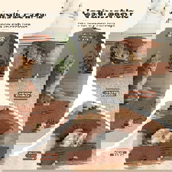 Skylos Cat Scratcher Scratching Board Corrugated Cardboard Scratch Bed 2 Balls