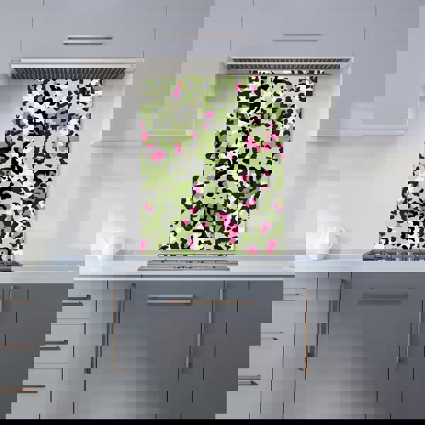 Warren Reed - Designer Green And Pink Leopard Print Kitchen Splashback