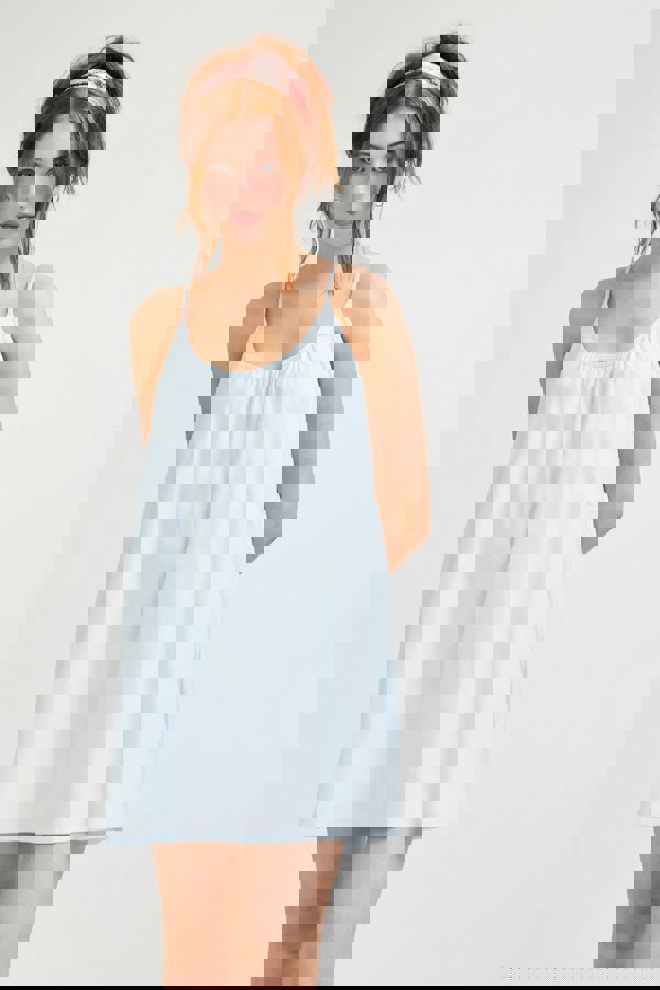 Pretty You London Women's Cotton Modal Swing Chemise in Sky Blue