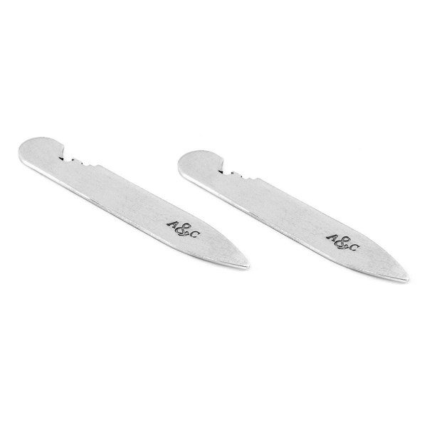 Anchor & Crew Axton Anchor Cutout Silver Collar Stay Pair