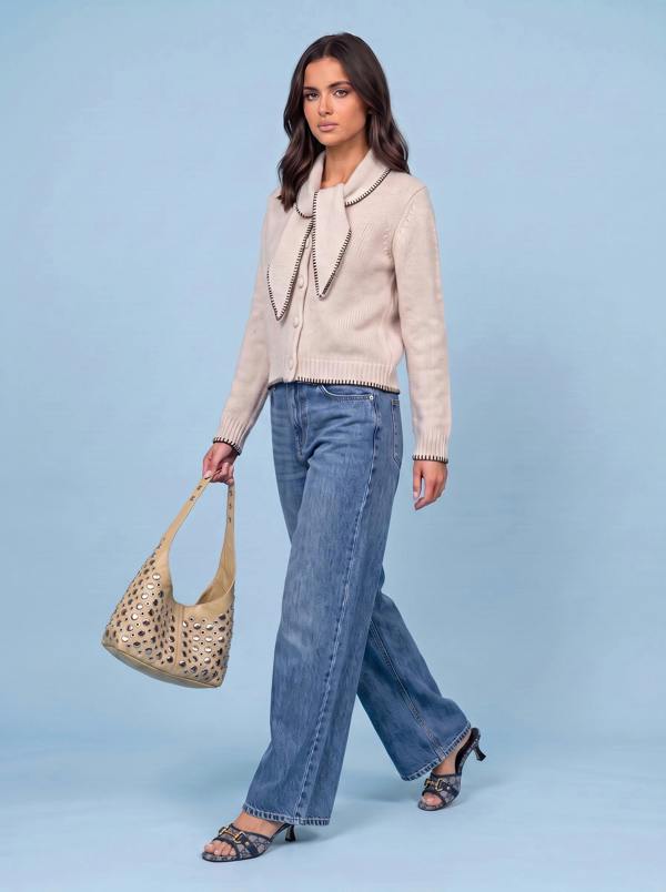 Urban Bliss Wool Blend Contrast Cardigan