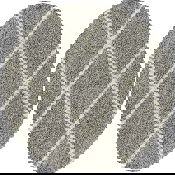 Diamond Design Thick Shaggy Area Rugs Grey