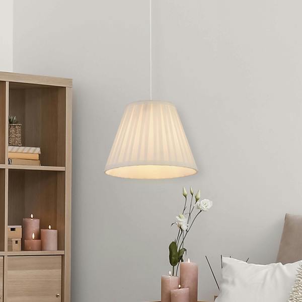 Off White Pleated Faux Silk Shade 25Cm Diam