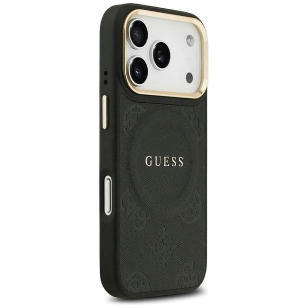 Guess Peony Hot Stamp Case with MagSafe for iPhone 17 Pro 6.3" Black - GUHMP17LPSAMSECK
