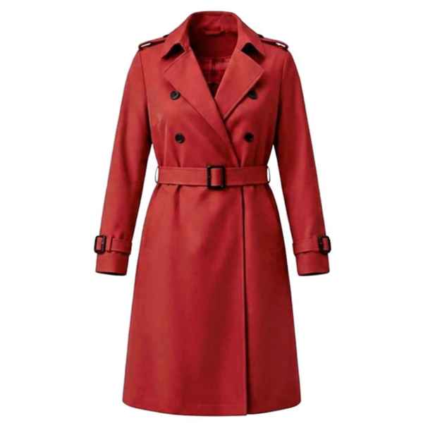 Sylvia Piechulla Plus Size Red Water Repellent Trench Coat | Oversized Relaxed Longline Fit