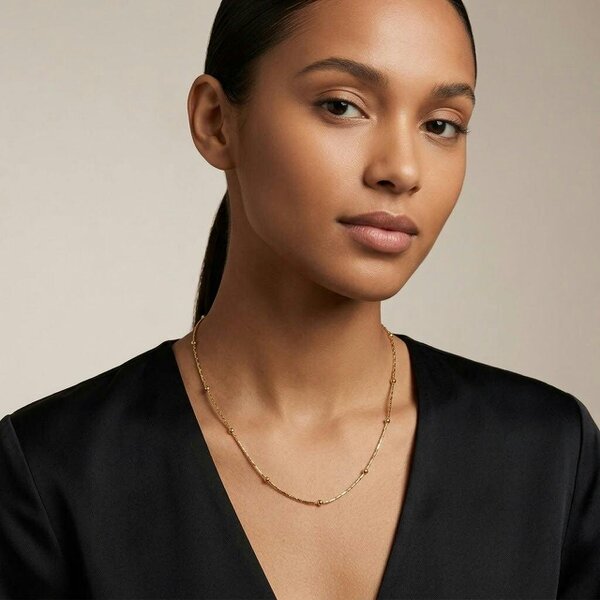 The Colourful Aura Single Strand 18ct Gold Plated Satellite Chain Necklace