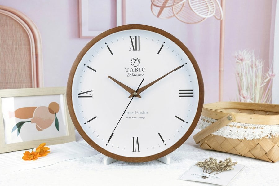 Tabic Time Clock - Planeteco Time Master - Roman numeral wall clock for home decor.