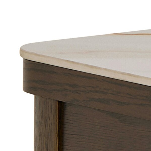 Wyld Haus Cork Cream Ceramic Console Table with Oak Veneer Base 1 Drawer