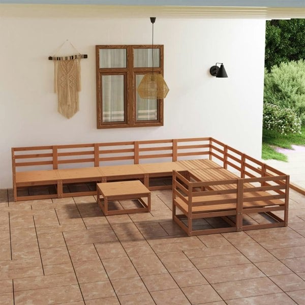 Berkfield 10 Piece Garden Lounge Set Solid Pinewood
