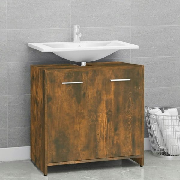 Berkfield Bathroom Cabinet Smoked Oak 60x33x60 cm Engineered Wood