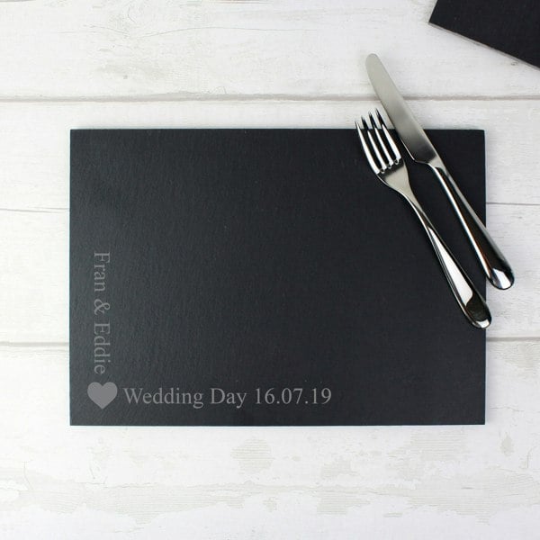 Personalised Memento Company Personalised Heart Motif Slate Placemat