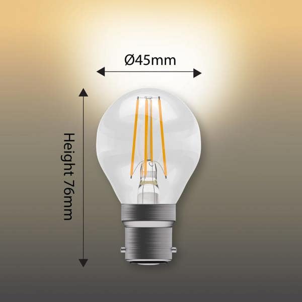 BELL Lighting B22 Dimmable Filament LED Golf Ball Bulbs, Warm White 2700K ,  4.5W , 40W Halogen Replacement , Bayonet Cap