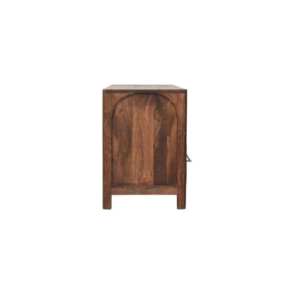 Artisan Furniture Solid Wood Arc-Line Media Console, 2 Drawer & 1 Open Slot, Brown