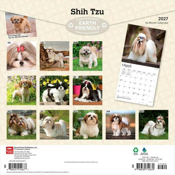Shih Tzus Calendar 2027, Wall Calendars, Month To View, Dogs, Gift