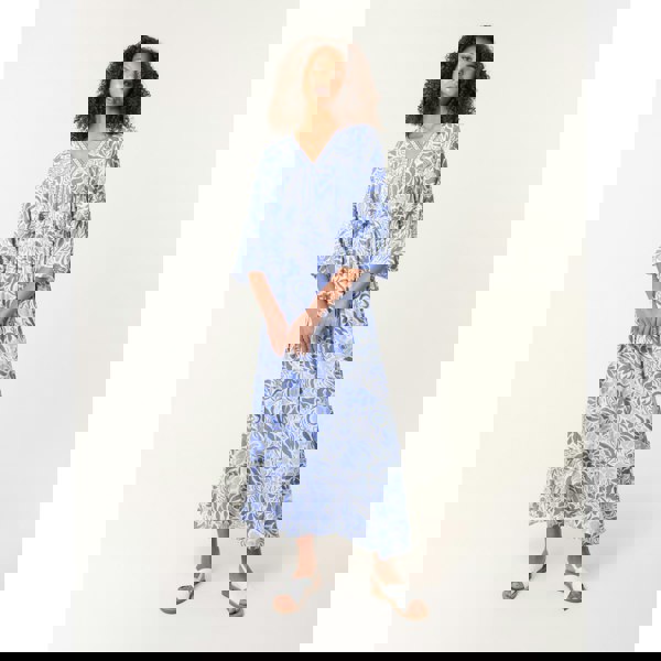 Blue Vanilla Embellished V Front & Back Maxi Dress