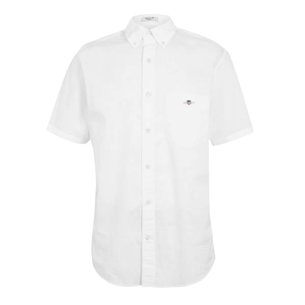 Gant Mens Classic Logo Poplin Short-Sleeved Shirt - White - 