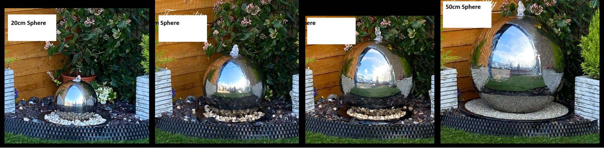 Tranquillity Water Features 30cm Stainless Steel Sphere Modern Metal Water Feature